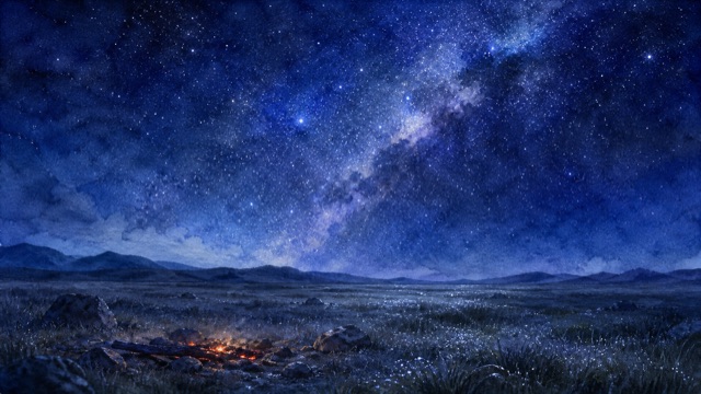 Estrelas que caem sobre a planície